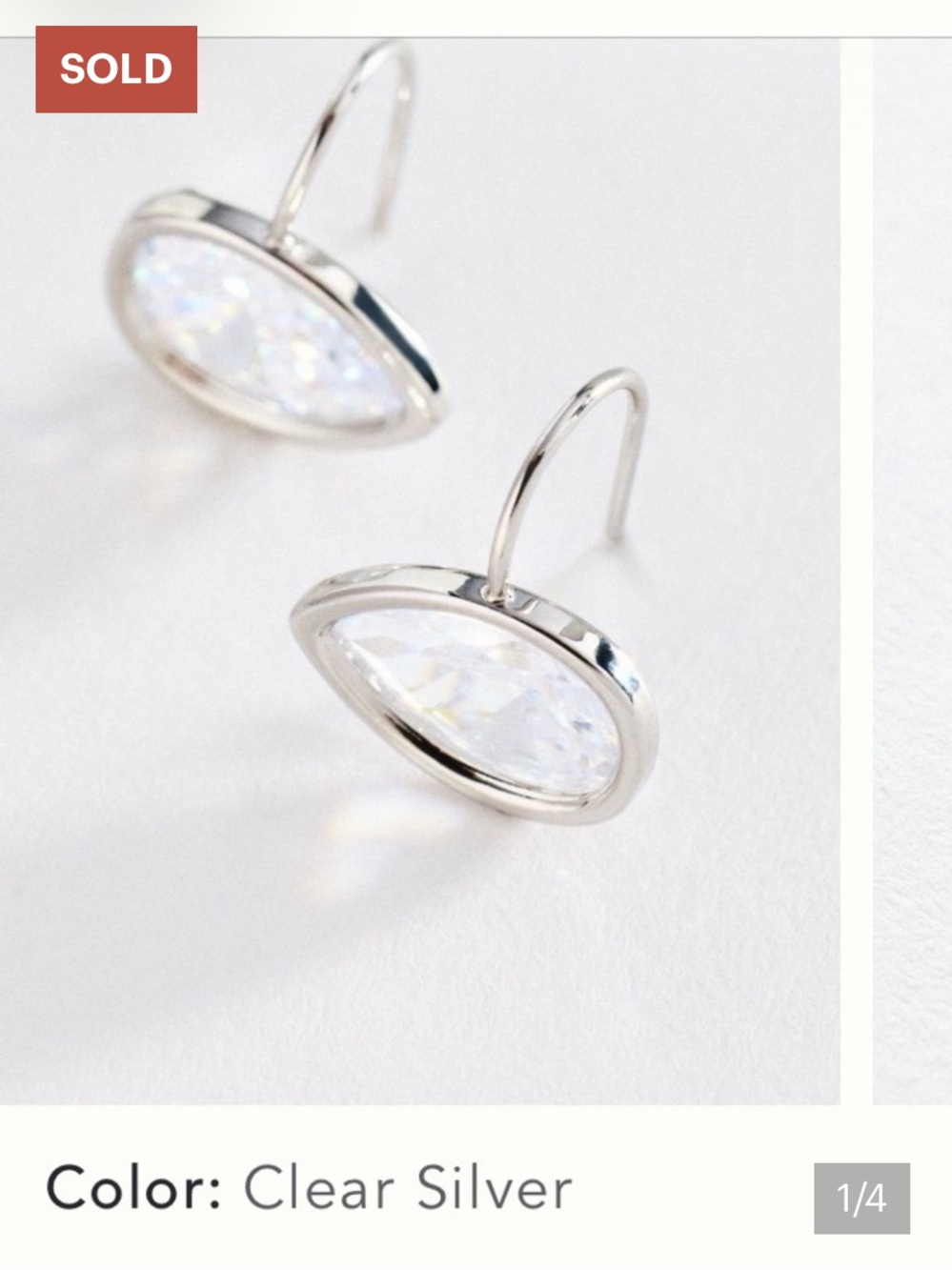 YOUR BUNDLE Anthropologie Clear and Silver Faceted Teardrop Hook Earrings